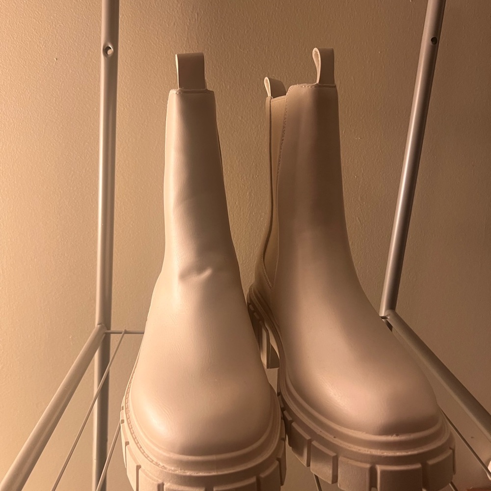 Elegant Cream Ankle Boots